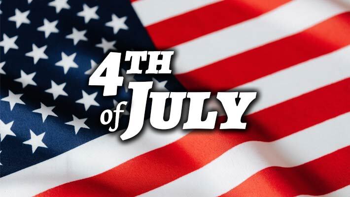 An American Flag with the words 4th of July written on top.